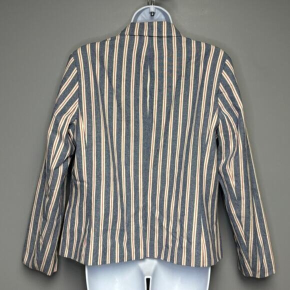 NWT Ann Klein Nautical Americana Striped One Button Old Money Blazer Womens Sz M - Picture 3 of 7